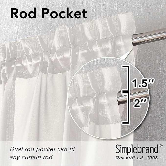 Simplebrand Ivory Short Sheer Curtains 45 Inch Length for Small Windows, Rod Pocket 2 Panels Set Solid Voile Drapes Window Sheer Curtains for Bedroom Bathroom Kids Room Kitchen, 42x45 Inch, Ivory