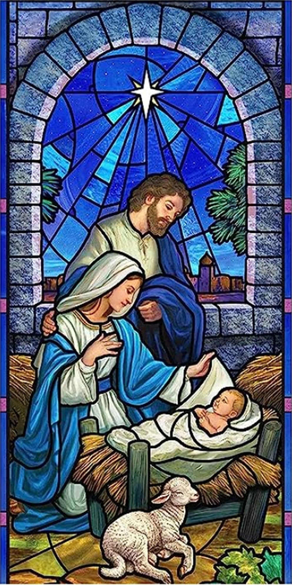 Jethami Diamond Painting Kits for Adults, DIY 5D Diamond Art Kits Full Drill Diamond Art for Adults Beginners 29.5x15.7 in (Christmas Church Banner)