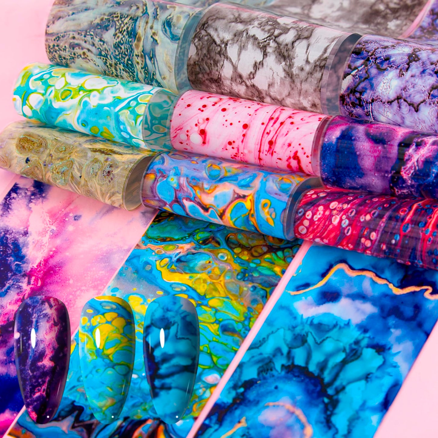 XEAOHESY 300 Sheets Nail Foils Transfer Nail Art Stickers Flower Butterfly Aurora Gradient Marbling Nail Foil Sheets Leopard Print Transfer Foil for Nails Decoration