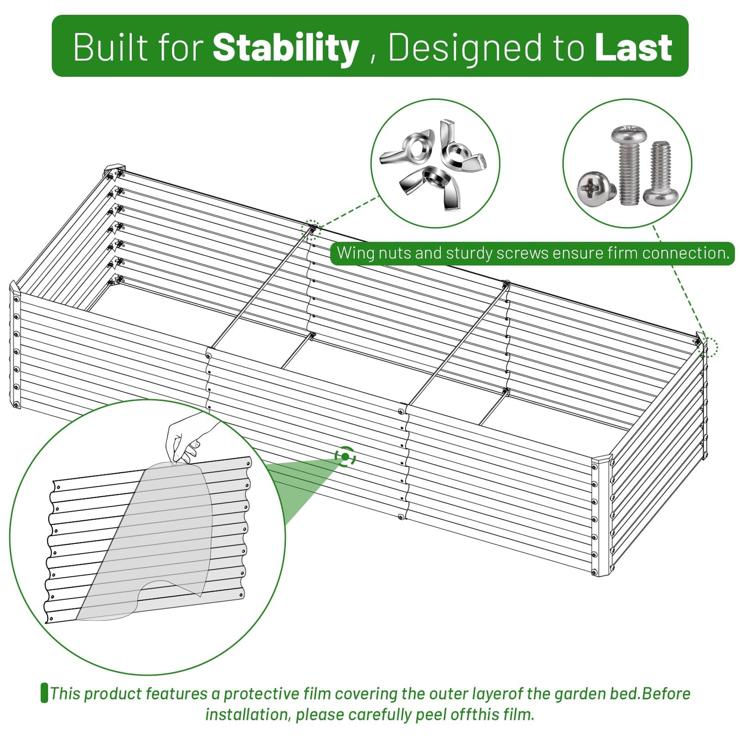 SnugNiture 2-Pack 6x2x2FT Galvanized Raised Garden Bed Kit, Metal Planter Box for Planting Plants Vegetables, Brown