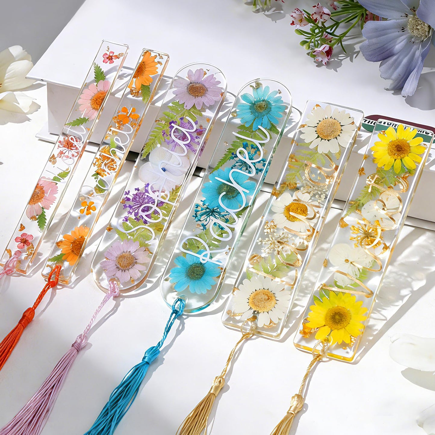 LET'S RESIN Bookmark Silicone Molds Set - 3 Shapes with 20Pcs Tassels for Epoxy Resin, Resin Bookmark Molds Silicone for DIY Handmade Bookmarks & Personalized Craft Gifts