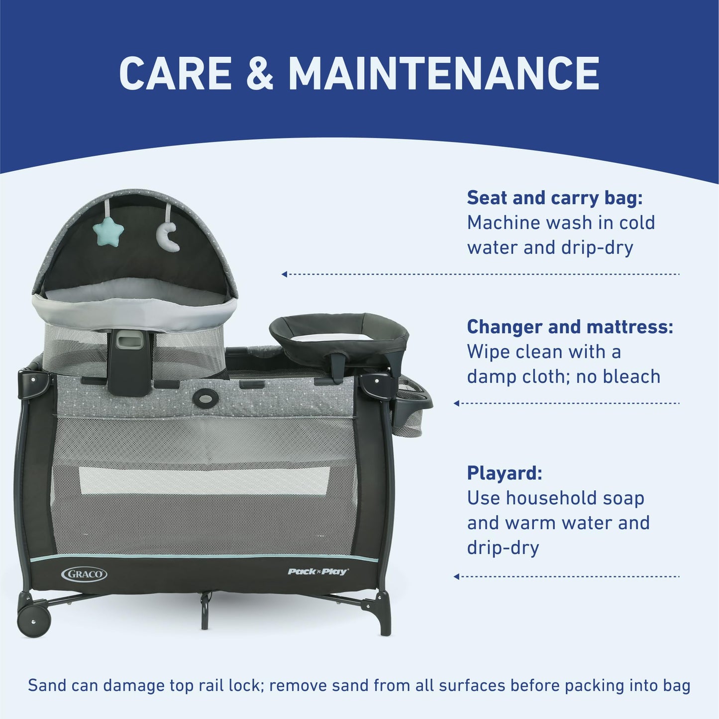 Graco® Pack n Play Dome LX Playard with Baby Bassinet Lightweight Portable Crib Push-Button Fold Travel Crib Redmond Convertible