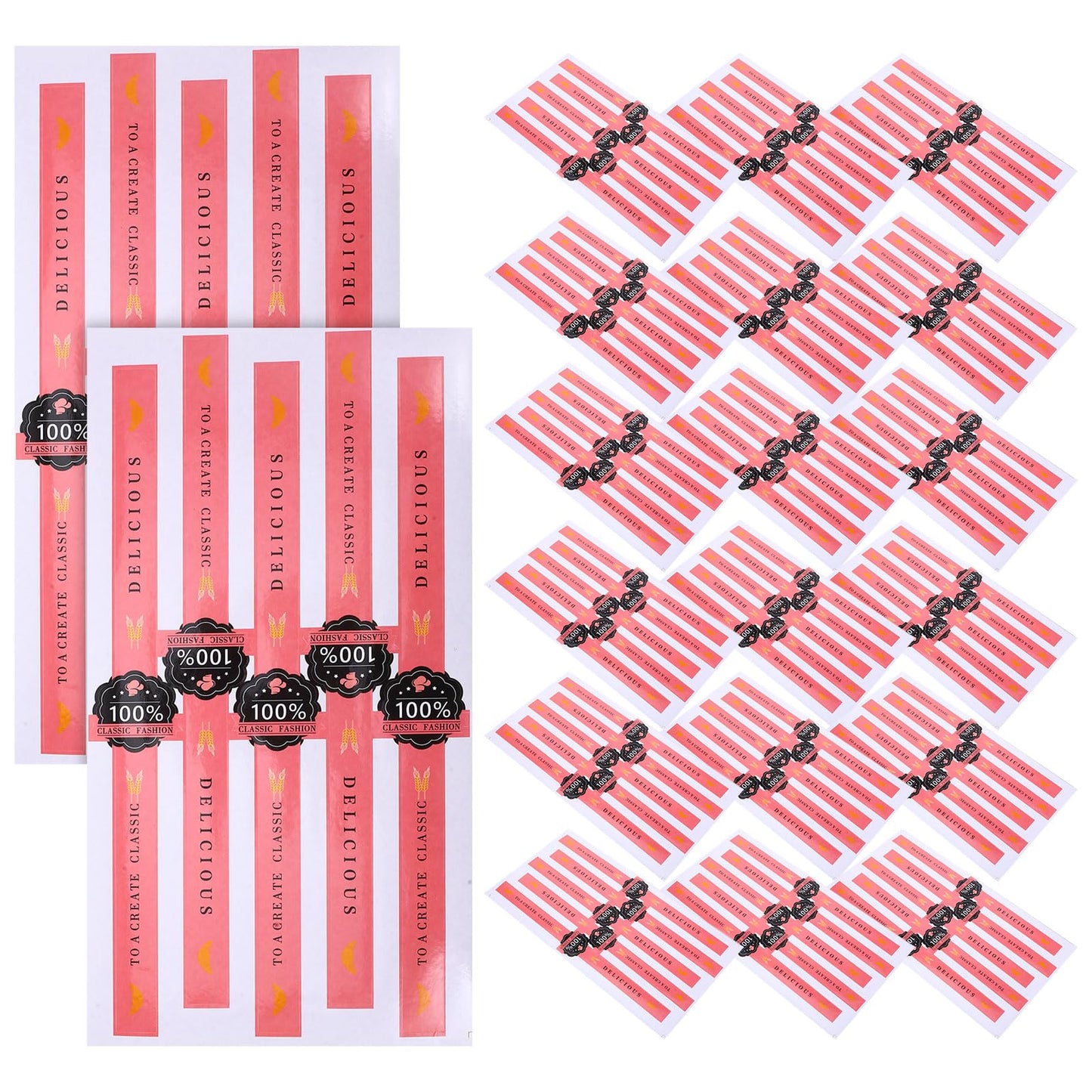 100 PCS Bakery Stickers, Cookie Stickers, 11x0.8in Tamper Evident Self-Adhesive Handmade Food Retail Package Seal for Craft Art and Other Decorative