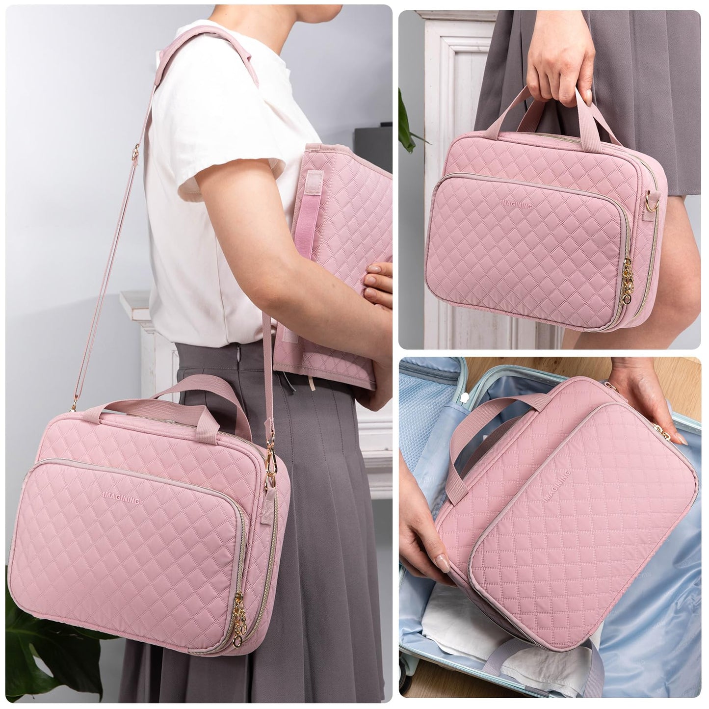 IMAGINING Large Bible Case with Bible Cover for Women - Bible Carrying Case with Shoulder Strap - Bible Bag Packed in Gift Box - Bible Carrier with Pockets for Bible Study Suppliers - Bible Gift Girls