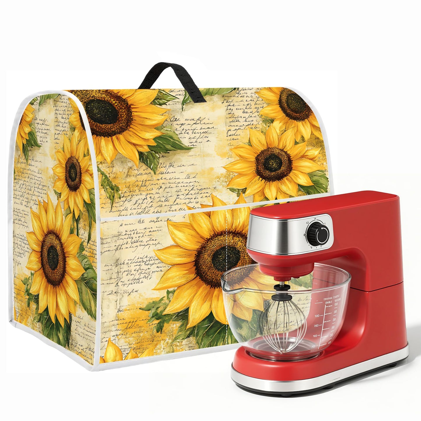 6-8 Quart Kitchen Stand Mixer Dust Cover, Kitchen Appliance Protective Covers with Top Handle and Pocket, Sunflower bouquet