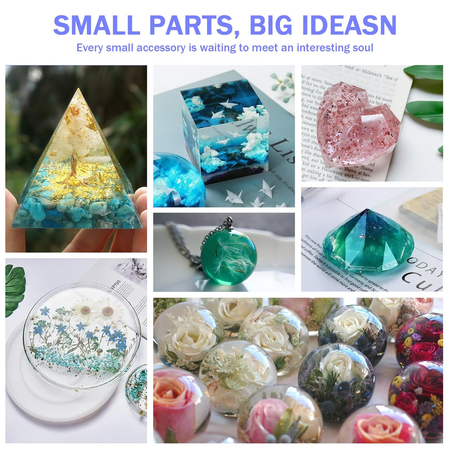 KISREL Epoxy Resin Kit for Beginners, Resin Kit with Molds, 32OZ Epoxy Kit wiht Dried Flowers, Measuring Cups and Resins Supplies