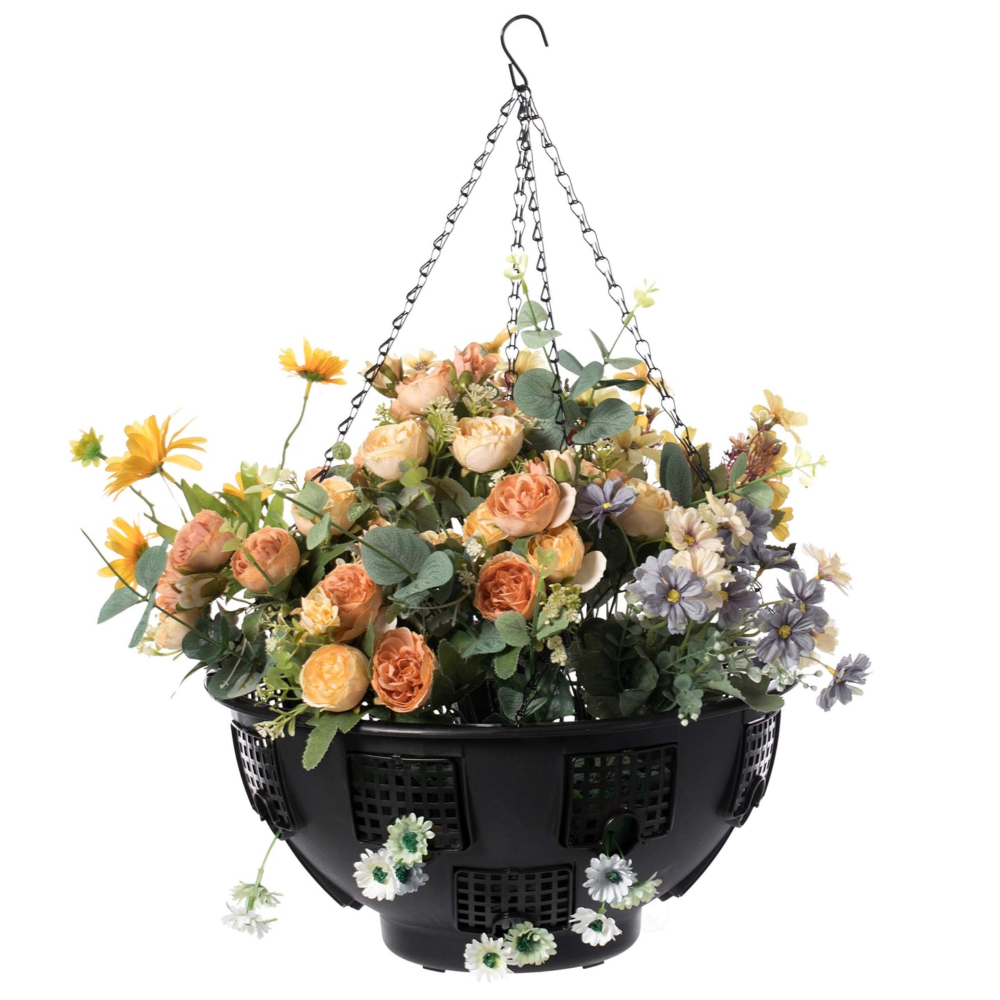 Gardenised Durable Plastic Lace Ultimate Hanging Baskets Tomato, Flower, and Herb Outdoor Flower Planter, Black
