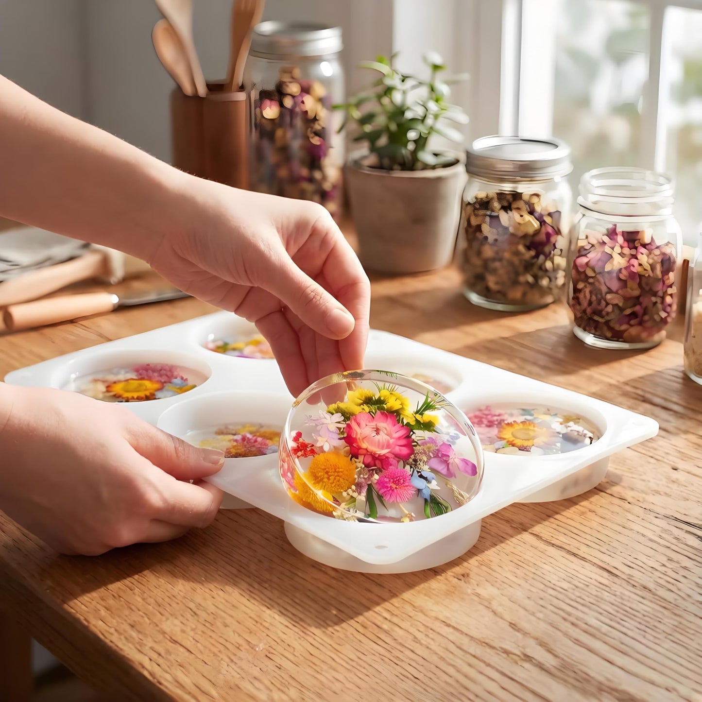 12-Cavity Extra Deep Coaster Resin Molds Silicone,4 Inches Round and Squares Coaster Silicone Molds for Resin,Coaster Epoxy Resin Molds for Flower Bouquet