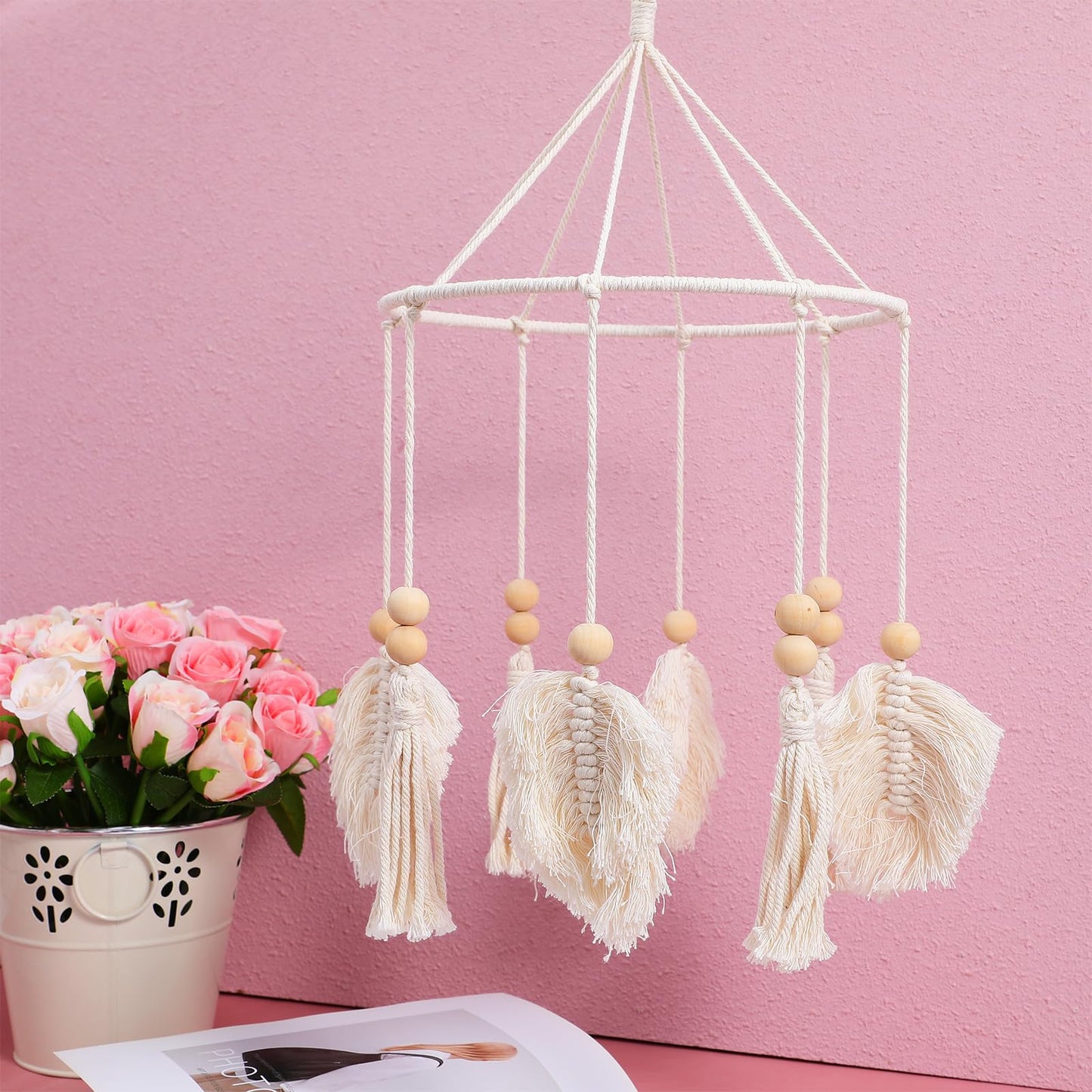 Boho Crib Mobile Handmade Neutral Crib Mobile Nursery Decoration for Nursery Room Decor