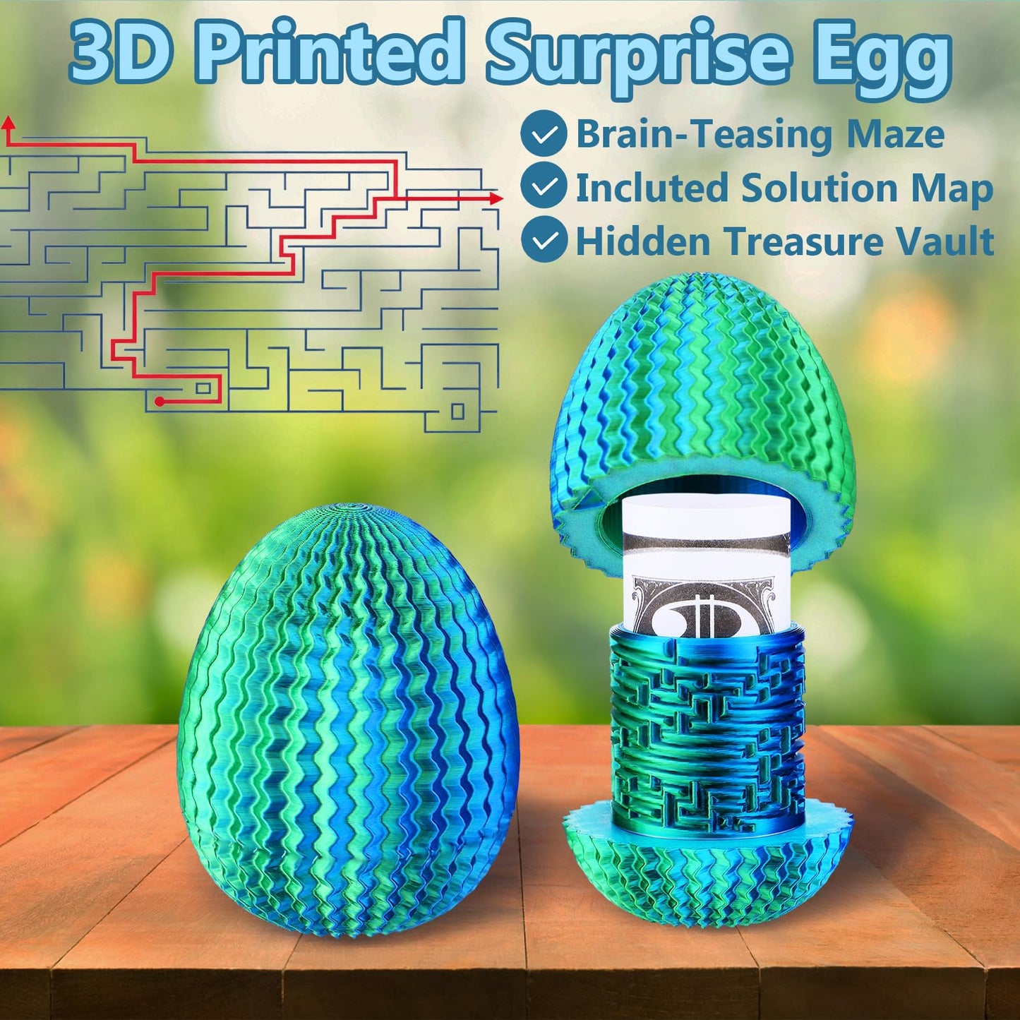JolliLudo 2 Pcs Easter Egg Puzzle Box Money Puzzle Box for Cash Gift with Hidden Compartments Present for Easter Birthdays & Special Occasions 2026 Creative Gift Ideas (Green)