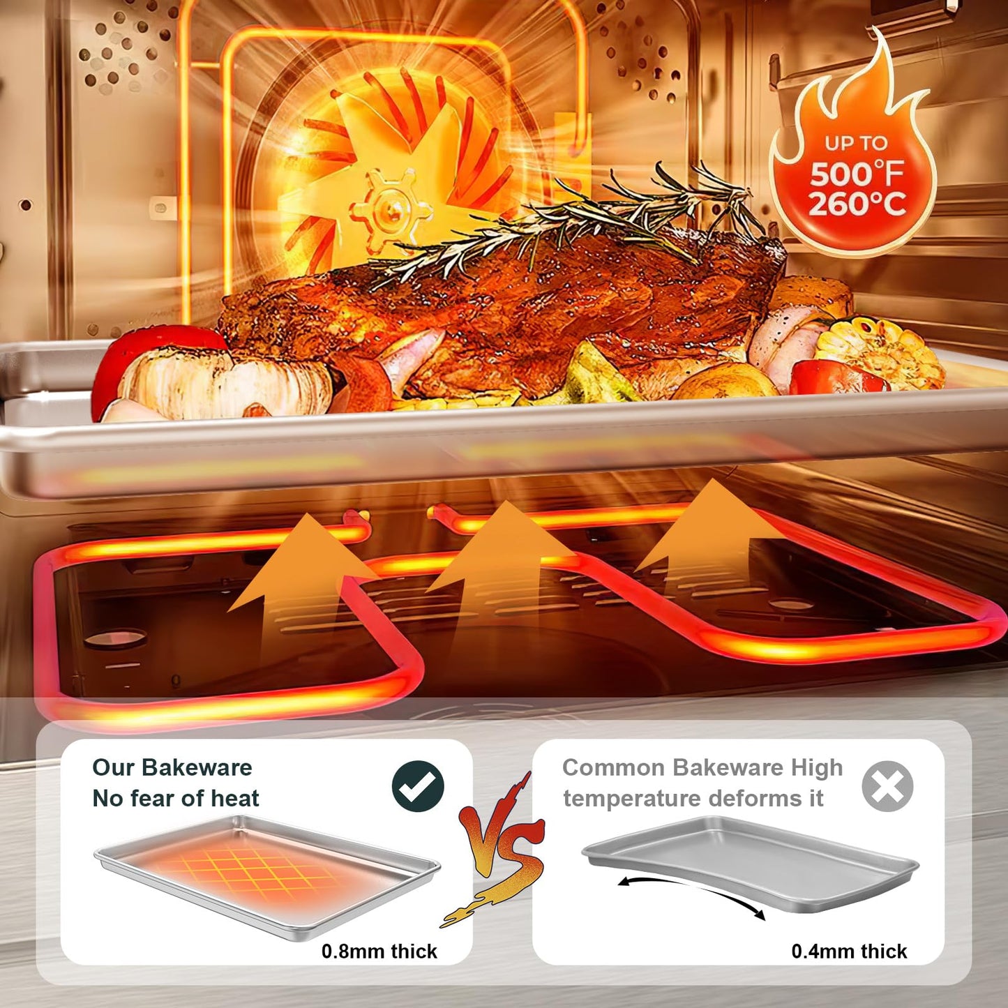 Wildone Baking Sheet with Rack Set (2 Pans + 2 Racks), Natural Aluminum Commercial Quality Cookie Sheet with Cooling Rack, Nonstick Baking Pan, Warp Resistant & Heavy Duty, Half Sheet Size