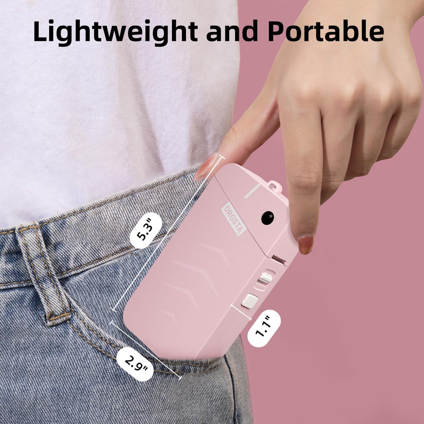 ORGSTA Label Maker, S001 Portable Bluetooth Label Maker Machine with Tape, Thermal Label Printer for Home, Office, School Organization, Wireless Mini Labeler Machine, Pink