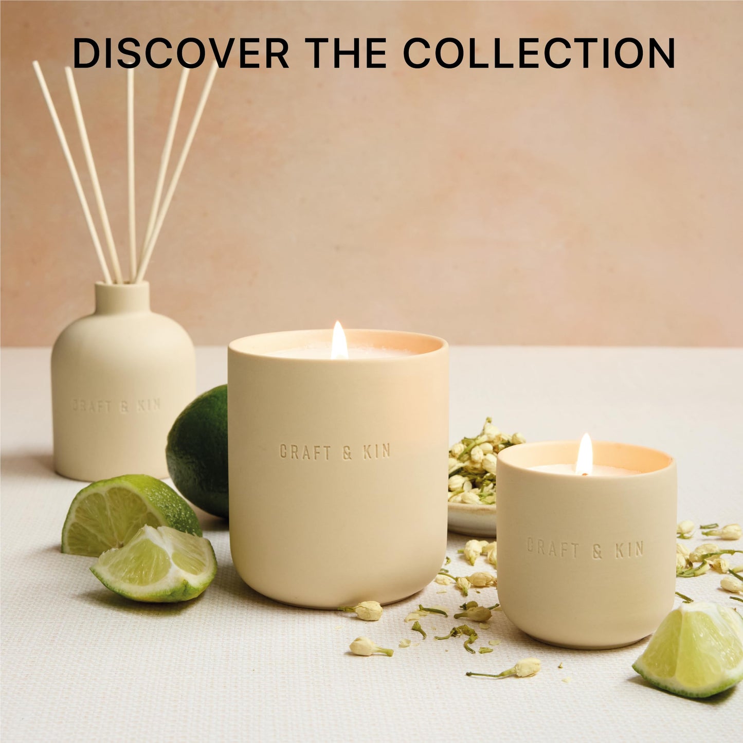 Craft & Kin Scented Candles | Soy Blend with Cotton Wick | Long-Lasting Holiday Candle, 40-Hour Burn | Ceramic Jar, Perfect & Winter Candles Home Scent (10 oz, Neroli & Jasmine)