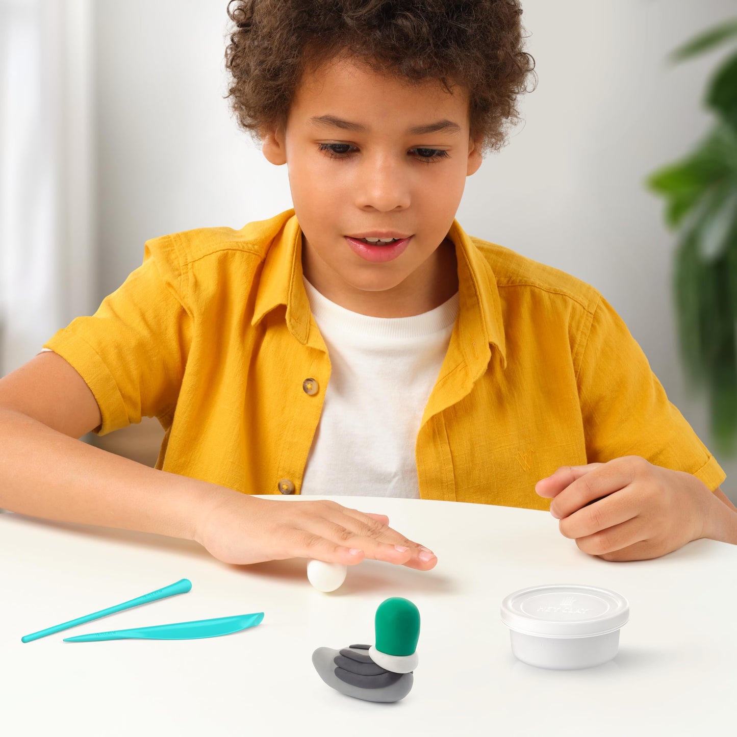 HEY CLAY Colorful Modeling Air Dry Clay for Kids 6 cans with Fun Interactive Instructions App - Kids Activities Age 3+ (Farm Birds: Duck, Goose, Hen)