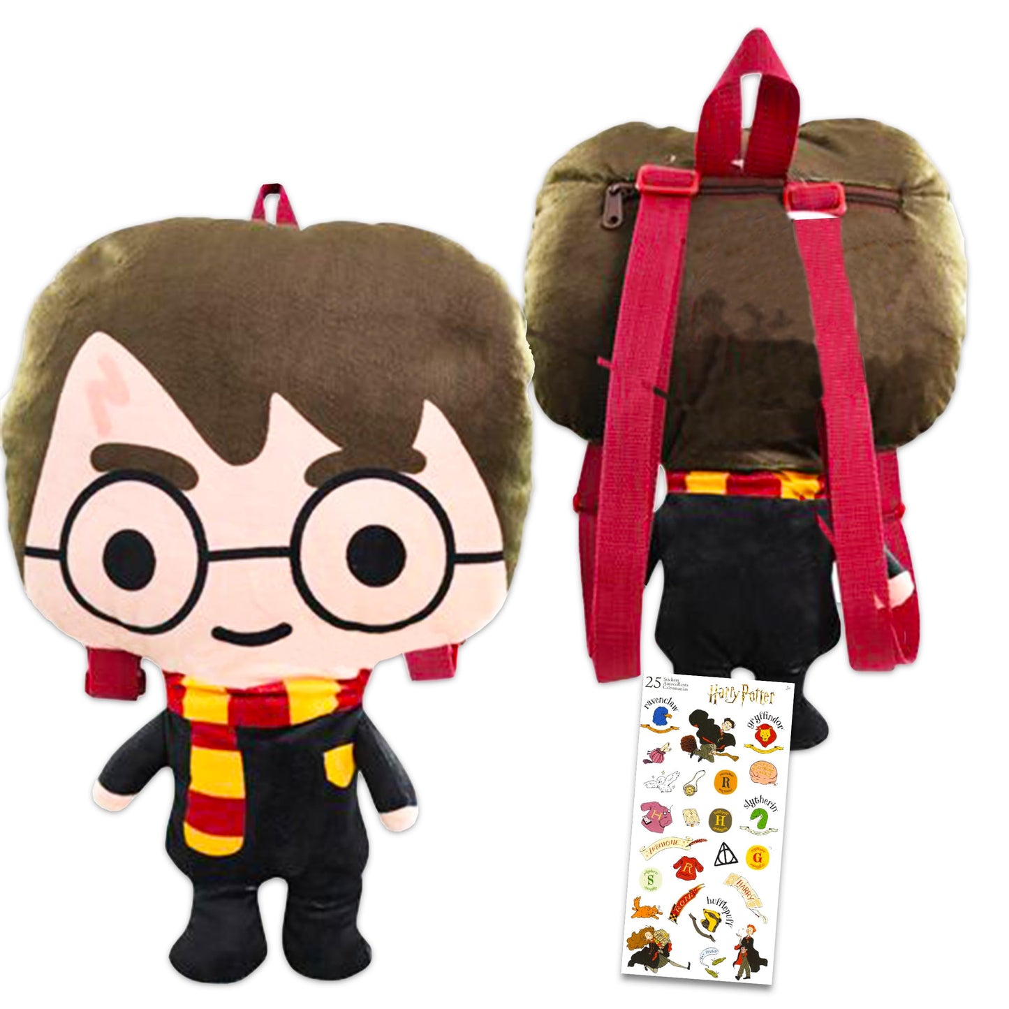 Harry Potter Backpack for Girls Boys Kids Teens Women - Bundle with 15" Plush Backpack with Stickers | Harry Potter School Supplies Bundle