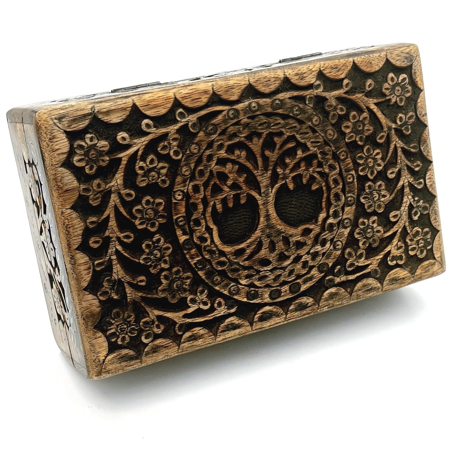 ZYNTIX Wooden Jewelery Box Decorative Box with Life of Tree Carving - Antique Design for Sister Birthday Gifts, Jewelry Organizer Gifts For Women Birthday Unique, wooden Handmade love Gift (Black)