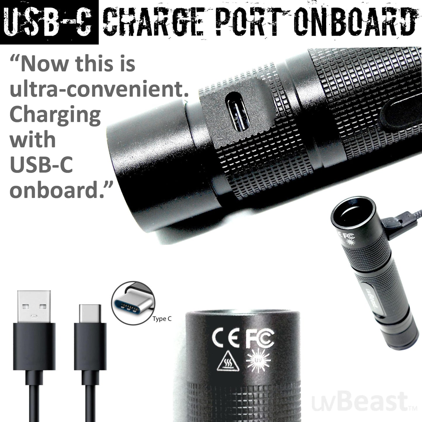 uvBeast New V3 365nm MINI - Black Light UV Flashlight – High Definition Pure Ultraviolet - Professional Grade High Power Upgraded 5 Core UV LED – USA Stock