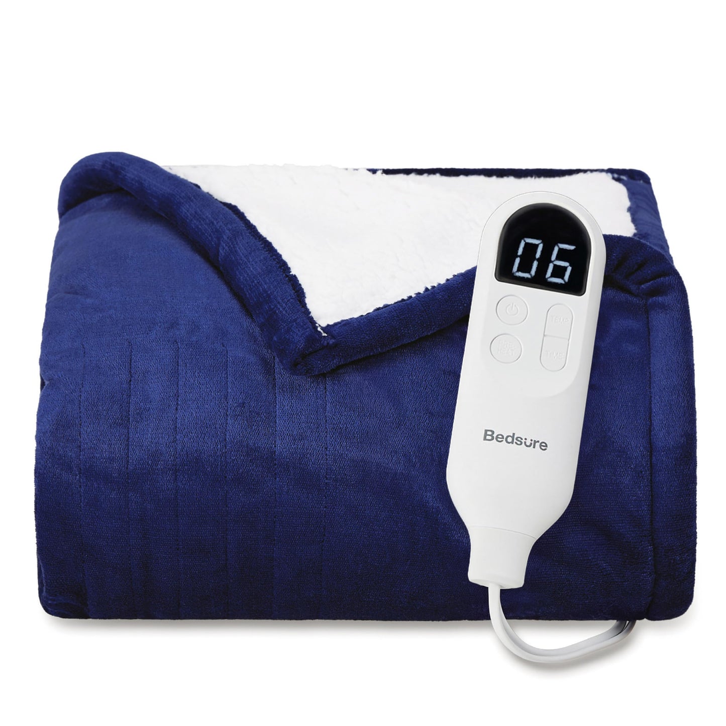 Bedsure Heated Blanket Throw Blanket with Preheat Function, Soft Flannel Electric Blanket Throw with 6 Time Settings(Up to 10H) & 6 Heating Settings, Gifts for Grandma (50"x60", Pageant Blue)