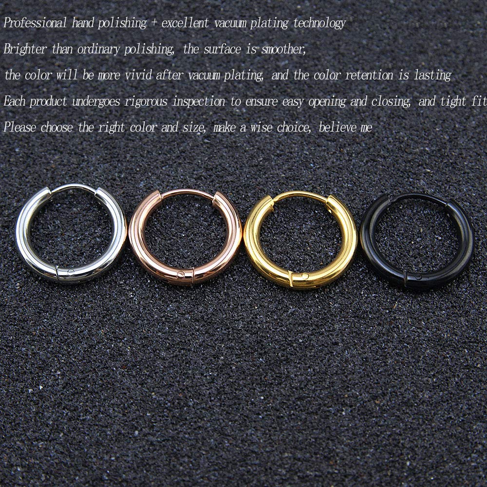 Gabry&jwl 14mm Rose Gold Hypoallergenic Stainless Steel Cartilage Hoop Earrings