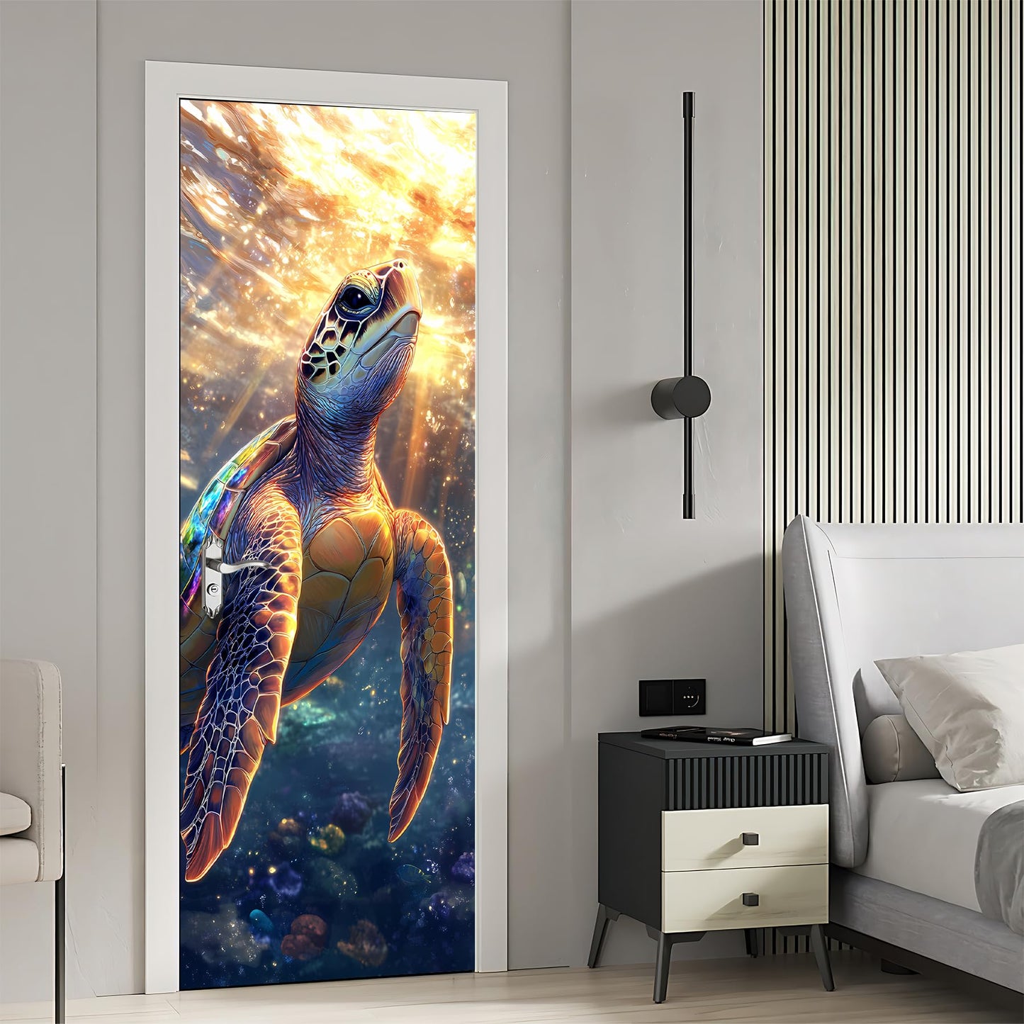 AOHMPT 3D Door Stickers, Peel and Stick Wallpaper ，Self-Adhesive Mural PVC Waterproof Wall Poster for Home Decor 30.3" W x 78.7" H