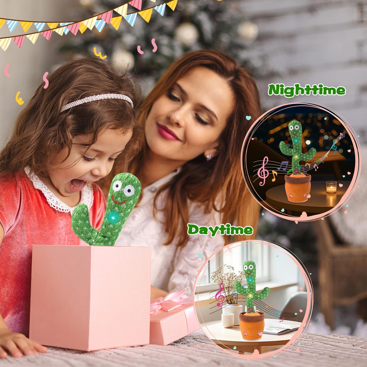LLUKEME Talking Cactus Toy for Babies 6+ Months & Toddlers - Dancing Singing Repeating Cactus Toy with 10 Songs & Lights, Interactive Plush Gift for Kids Age 1 2 3 4 5 6, for Kids