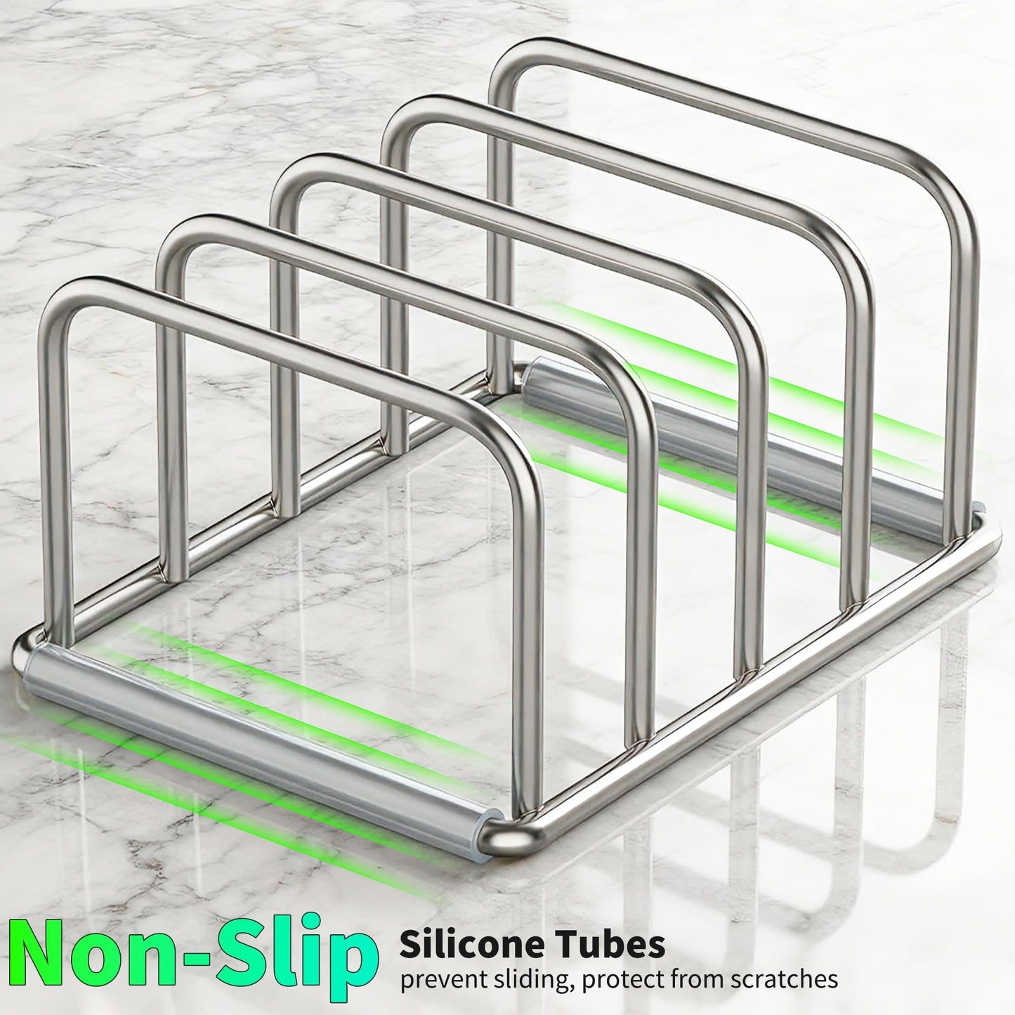 PLUVON Cutting Board Organizer-1.0in Wide Kitchen Cutting Board Holder Stand for Baking Sheets,Cookie Sheets with 4 Slots,304 Stainless Steel Baking Sheet Oragnizer(1.0 Inch Width Slots)