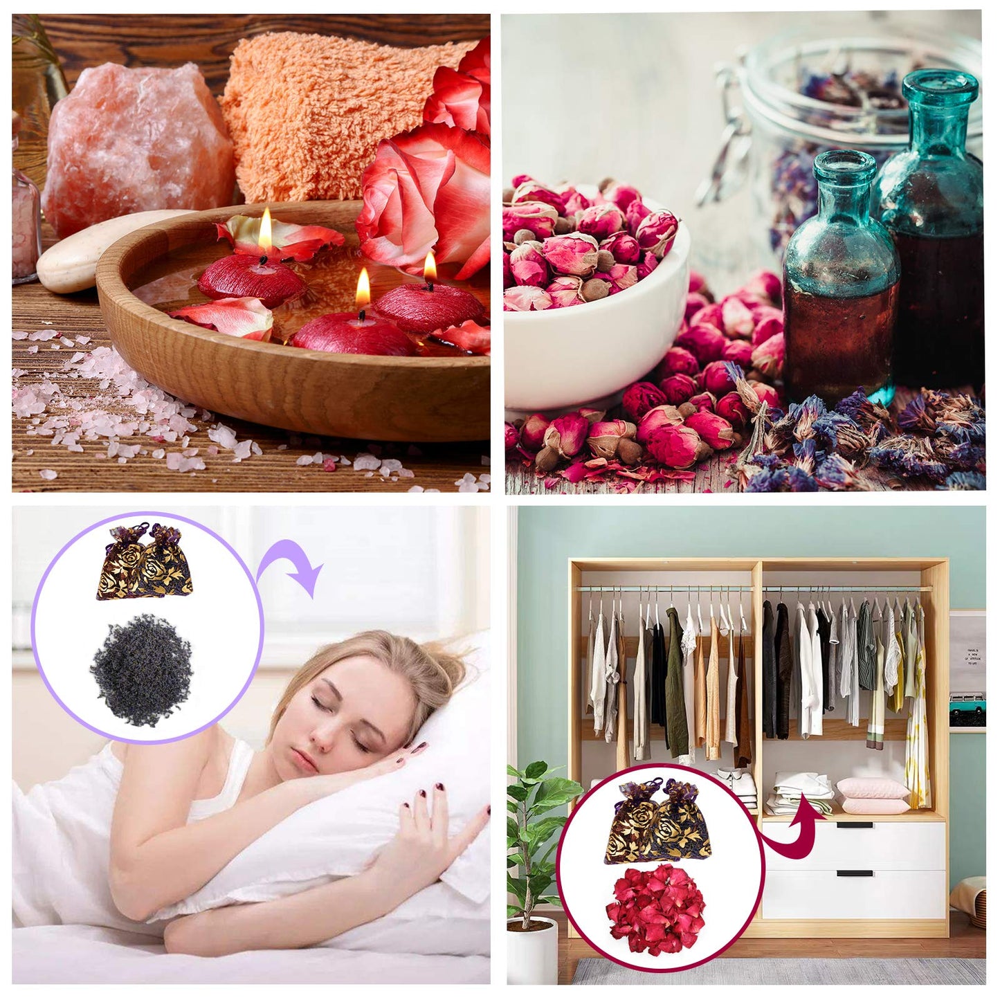 SACATR 16 Bags Dried Flowers,100% Natural Dried Flowers Herbs Kit for Soap Making, DIY Candle Making,Bath - Include Rose Petals,Lavender,Don't Forget Me,Lilium,Jasmine,Rosebuds and More