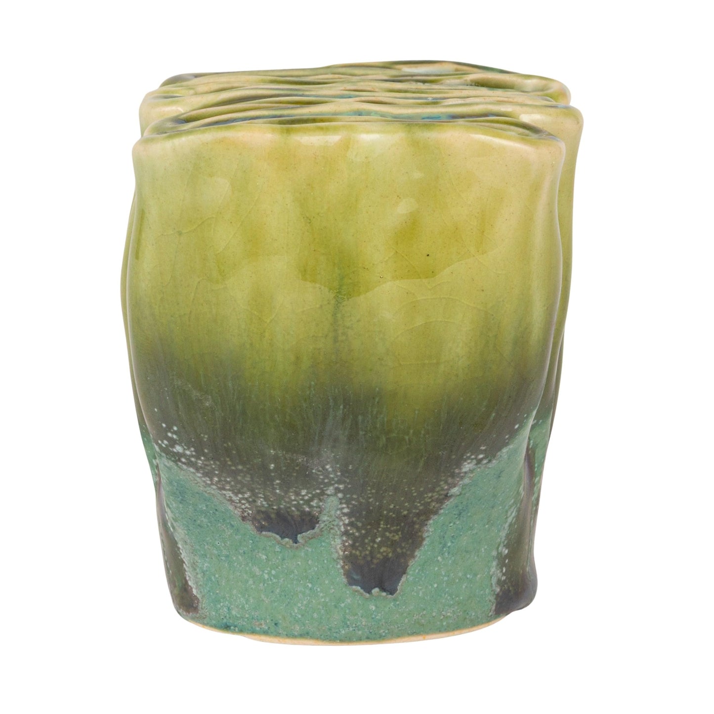 Creative Co-Op Stoneware Sculptural Vase with 6 Sections with Reactive Glaze, Green