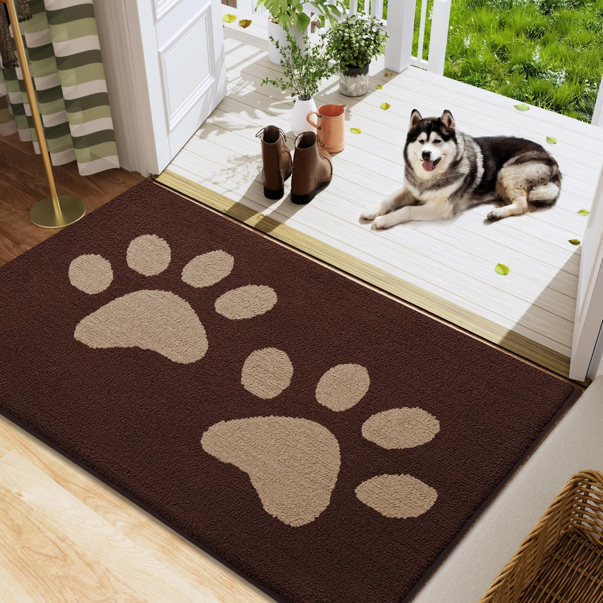 Buganda Dog Door Mat for Muddy Paws 48x30, Absorbent Doormat for Inside