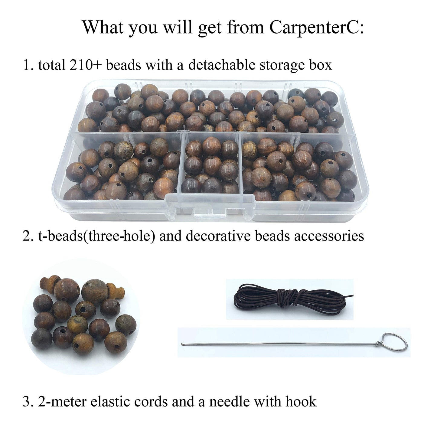 CarpenterC 200pcs 8mm Gorgeous Natural Round Polished Rosewood Loose Beads for Jewelry Making DIY Handmade Crafts