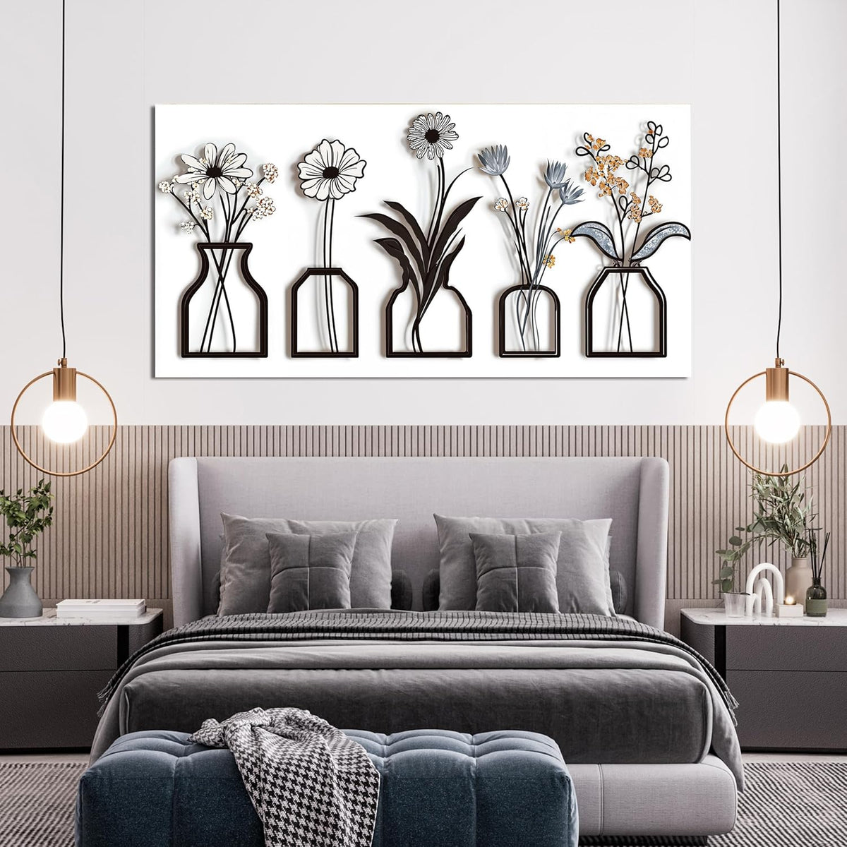 AIXMGSJS Canvas Wall Art Decor Abstract Modern Black and White Wall Art Decoratiions Art Work for Wall Decor Abstract White Flower Wall Art Prints Pictures for Living Room Home Office Decor 20" X 40"