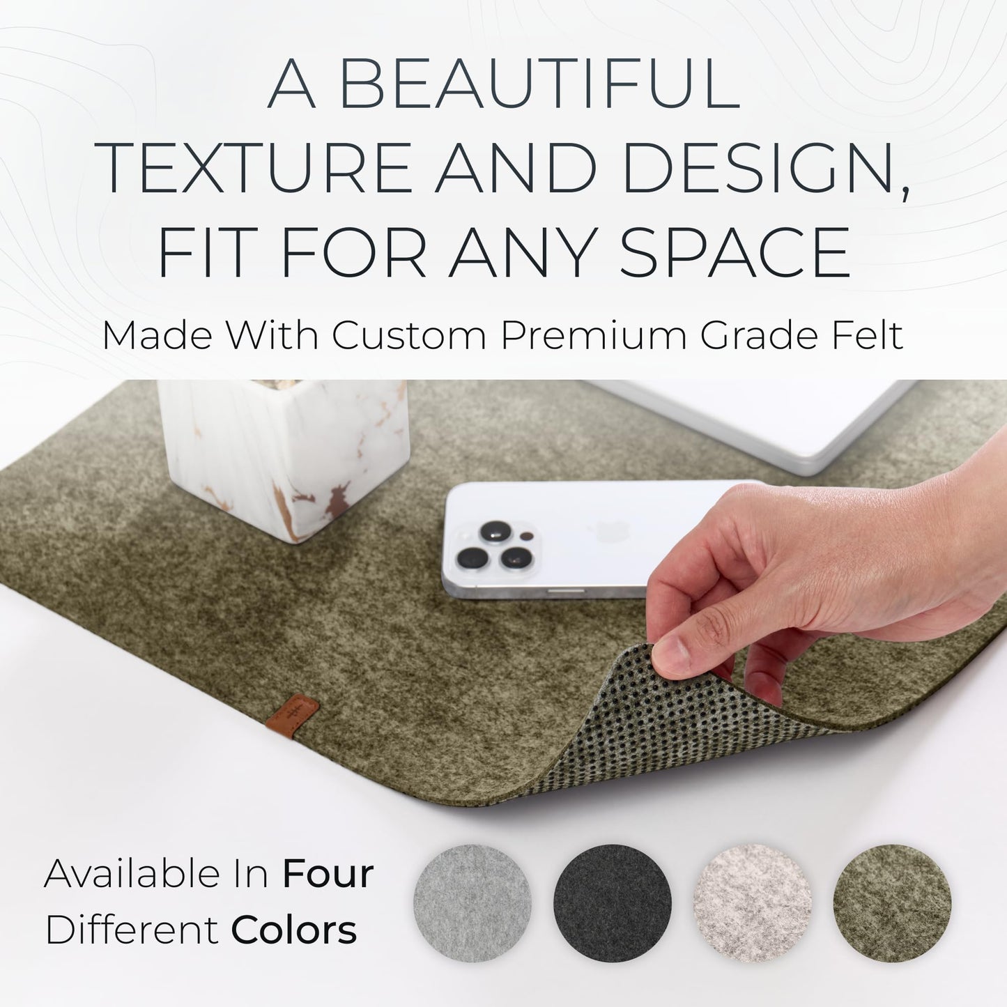 Nordik Large Felt Desk Mat – Timber Moss Green – 35 x 17 inch – Computer Desk Mat – Keyboard and Mouse Pad – Large Desktop Felt Pad