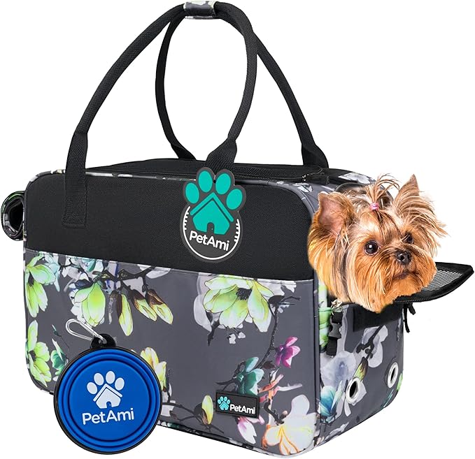 PetAmi Small Dog Purse Carrier with Pockets, Airline Approved, Chevron Teal