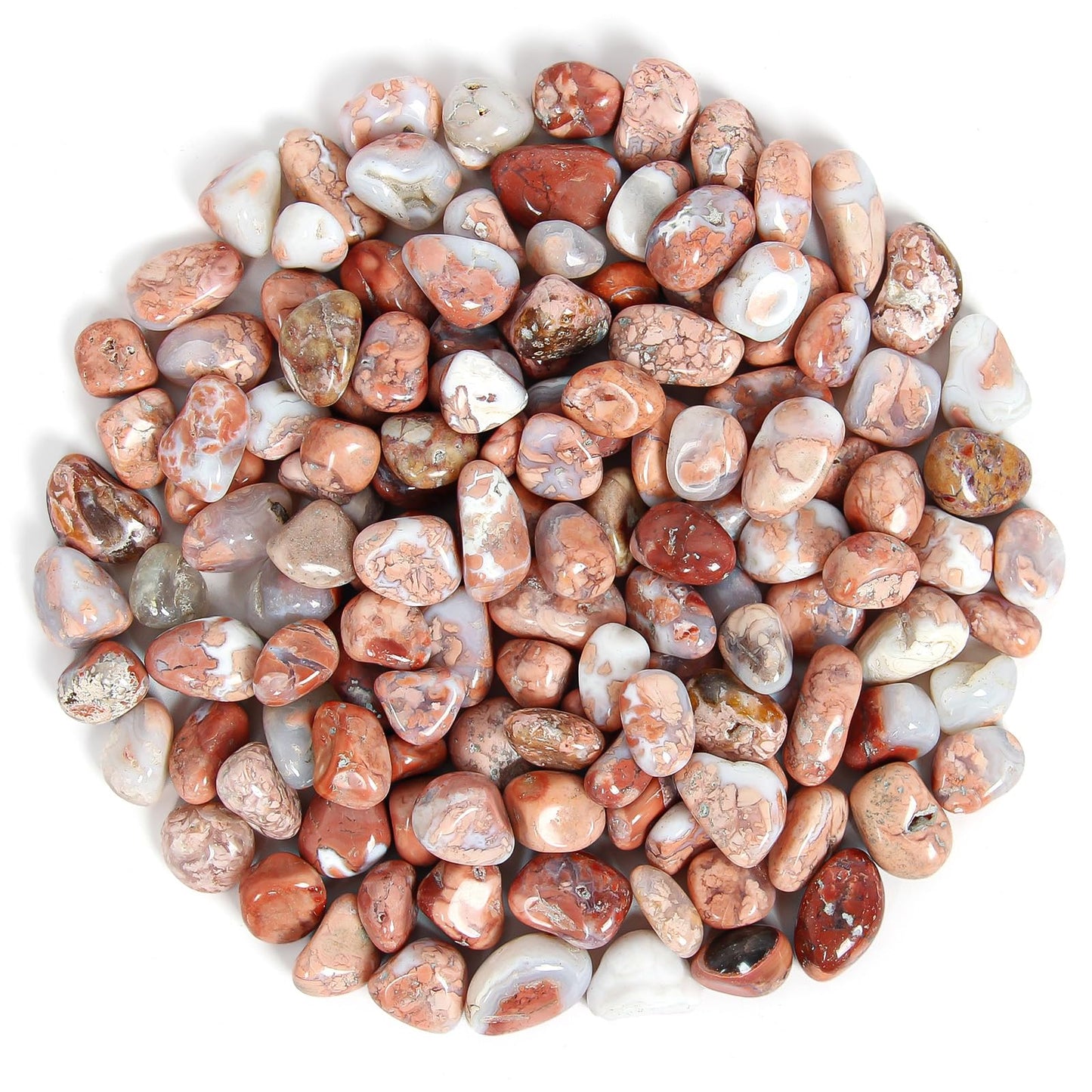 1.1lb Natural Crushed Pink Botswana Agate Crystal Tumbled Chips-Healing Crystals Chips Bulk, Crushed Crystal Gemstones for Crafts, Beautiful Package for Gift (Pink Botswana Agate)