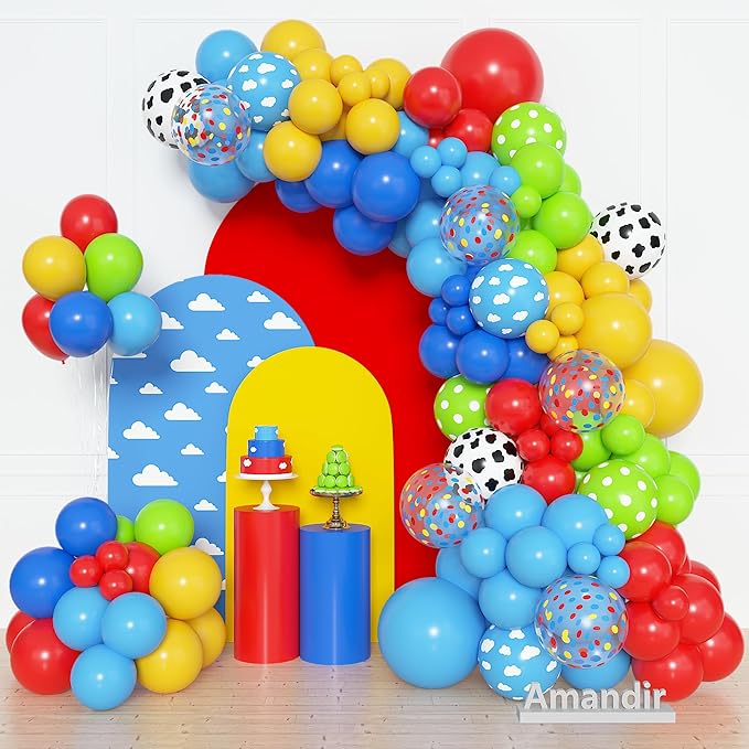 Amandir 152-Piece Blue, Red & Yellow Balloon Arch Kit