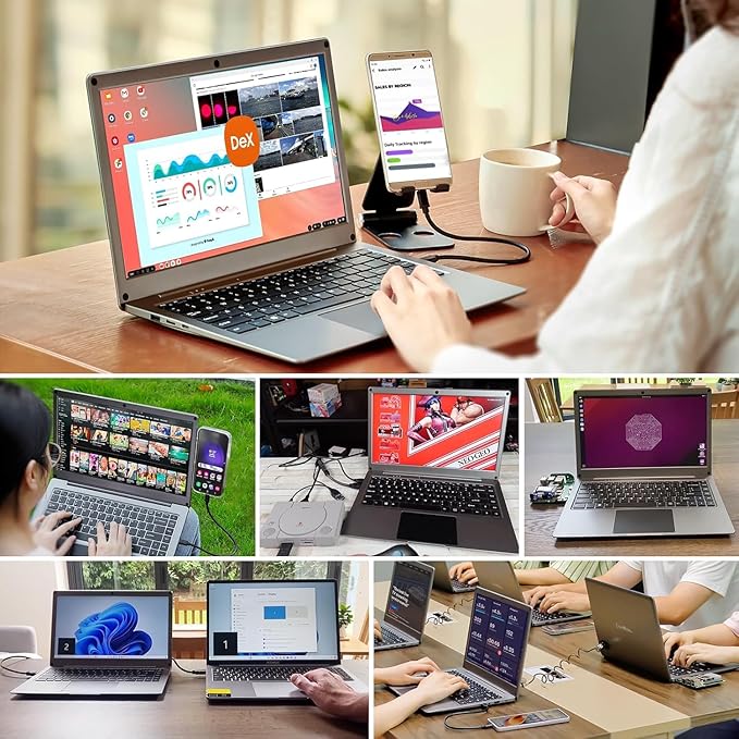 Portable Monitor with Keyboard,14inch 1080P FHD Lapdock Compatible with Raspberry Pi/Mini PC/Phone/PC/Game Console,CrowView Note Built-in Battery with RPi5 Adapter(Full TypeC & HDMI Cable Included)