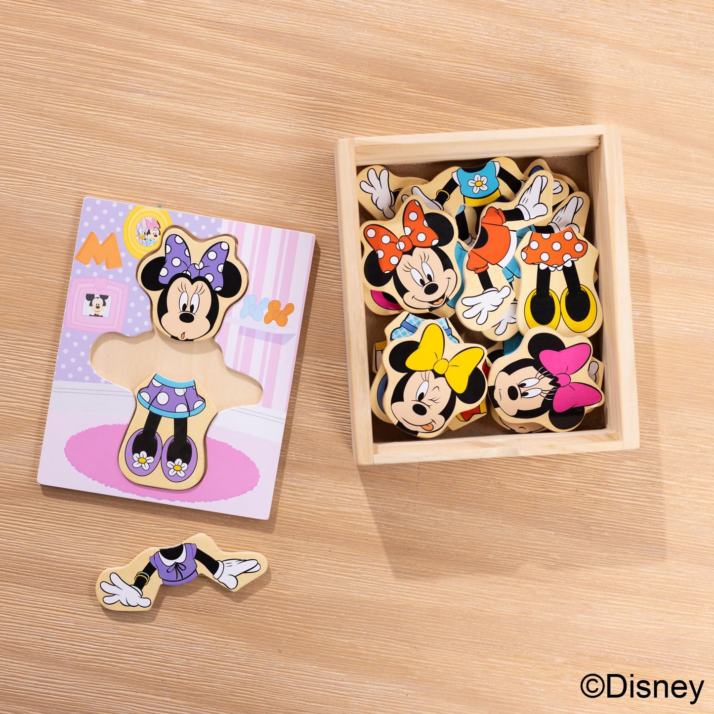 Melissa & Doug Disney Minnie Mouse Dress-Up Puzzle, 18 Pieces Mix and Match Outfits, Sorting & Matching Toy with Storage Case, Educational Puzzle for Toddlers Ages 3+