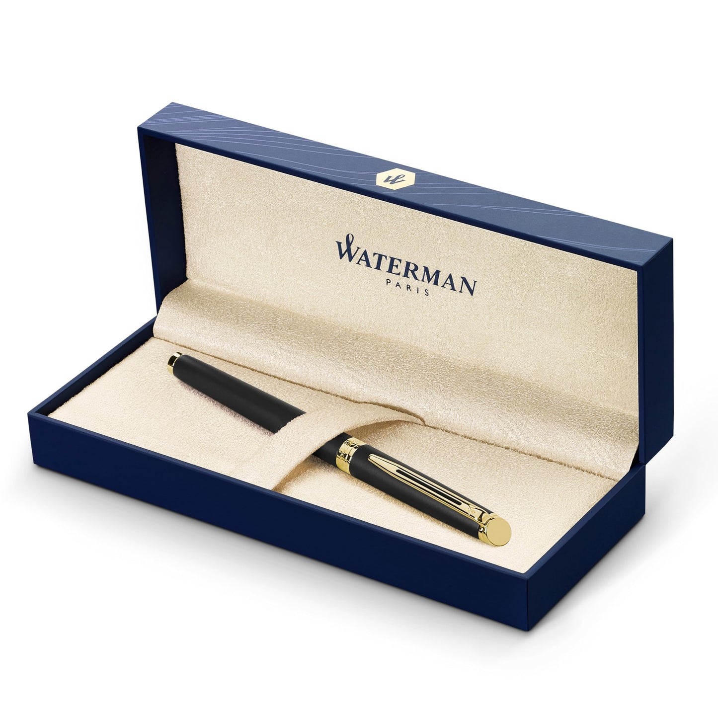 Waterman Hémisphère Rollerball Pen, Matte Black with 23k Gold Trim, Fine Point with Black Ink Cartridge, Gift Box