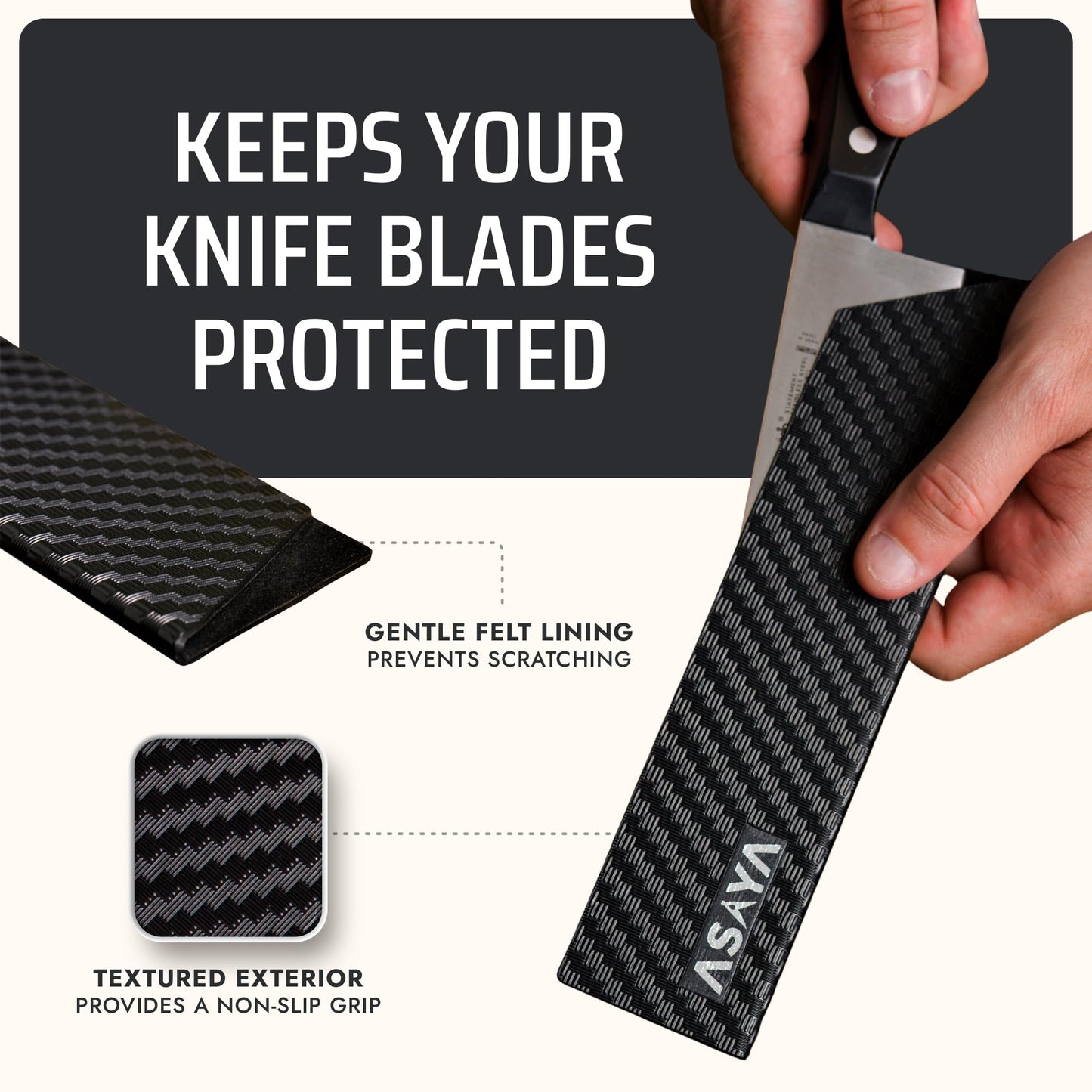 Asaya Professional Chef Knife Edge Guards – 9 Piece Knives Universal Covers - Extra Strength ABS Plastic and Food Safe Kitchen Knife Sheath Covers – Knives Not Included