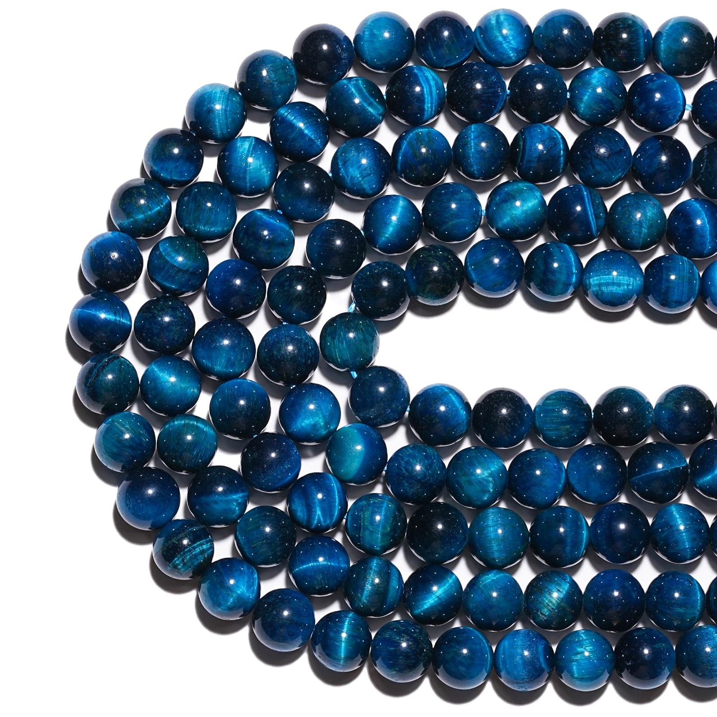 8mm Natural Blue Tiger Eye Gemstone Beads Polished Round Smooth Stone Beads for Bracelets Jewelry Making