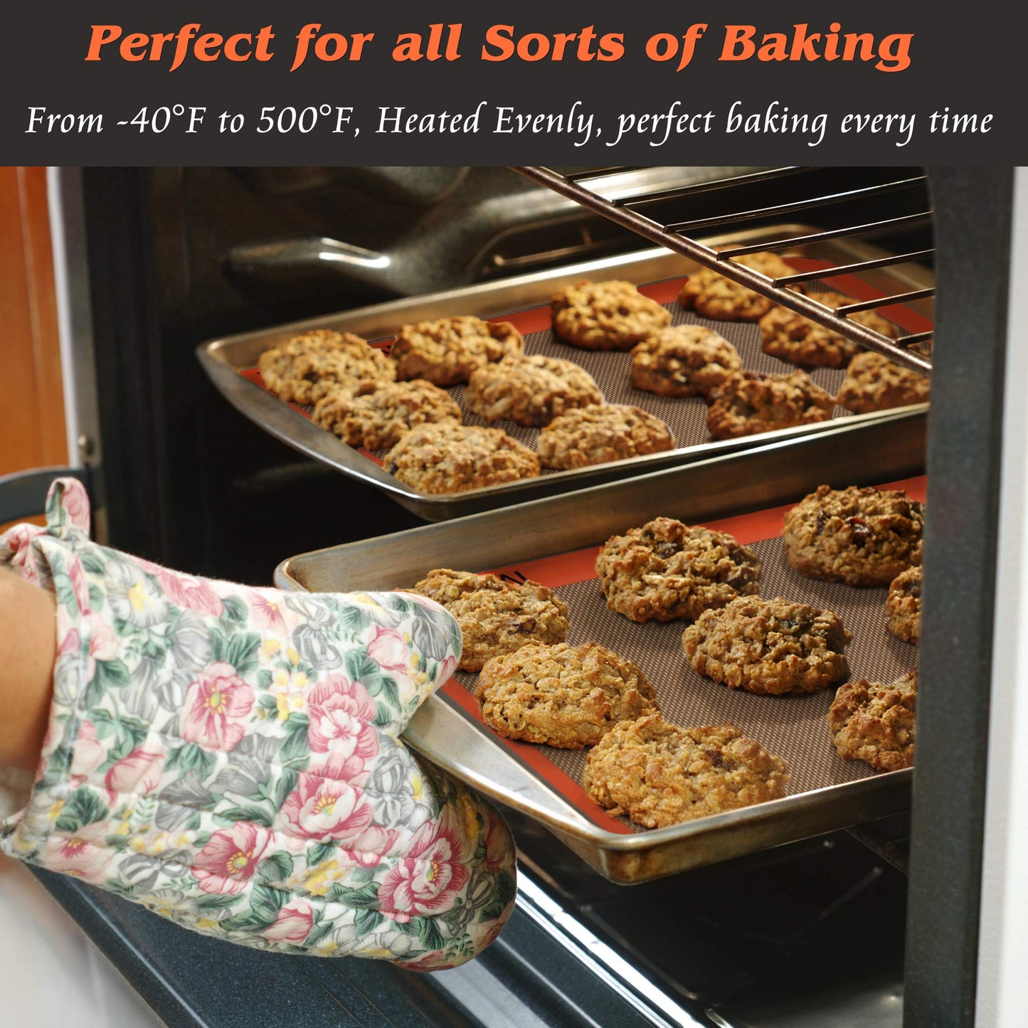 MMmat Silicone Baking Mats - Best German Silicone - Non Slip Silicone Baking Sheet, Non Stick Reusable Silicone Mats for Baking, Oven Liner, Counter Mat - 9x13 inch, Set of 2