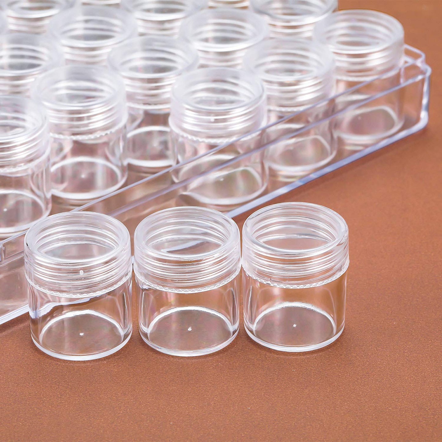Blulu 30 Grids Bead Organizer Bead Containers Diamond Art Painting Storage with Lid Clear Plastic Small Storage Jars Diamond Painting Accessory Box for DIY Craft Jewelry Seeds(1.15 x 1 Inch)
