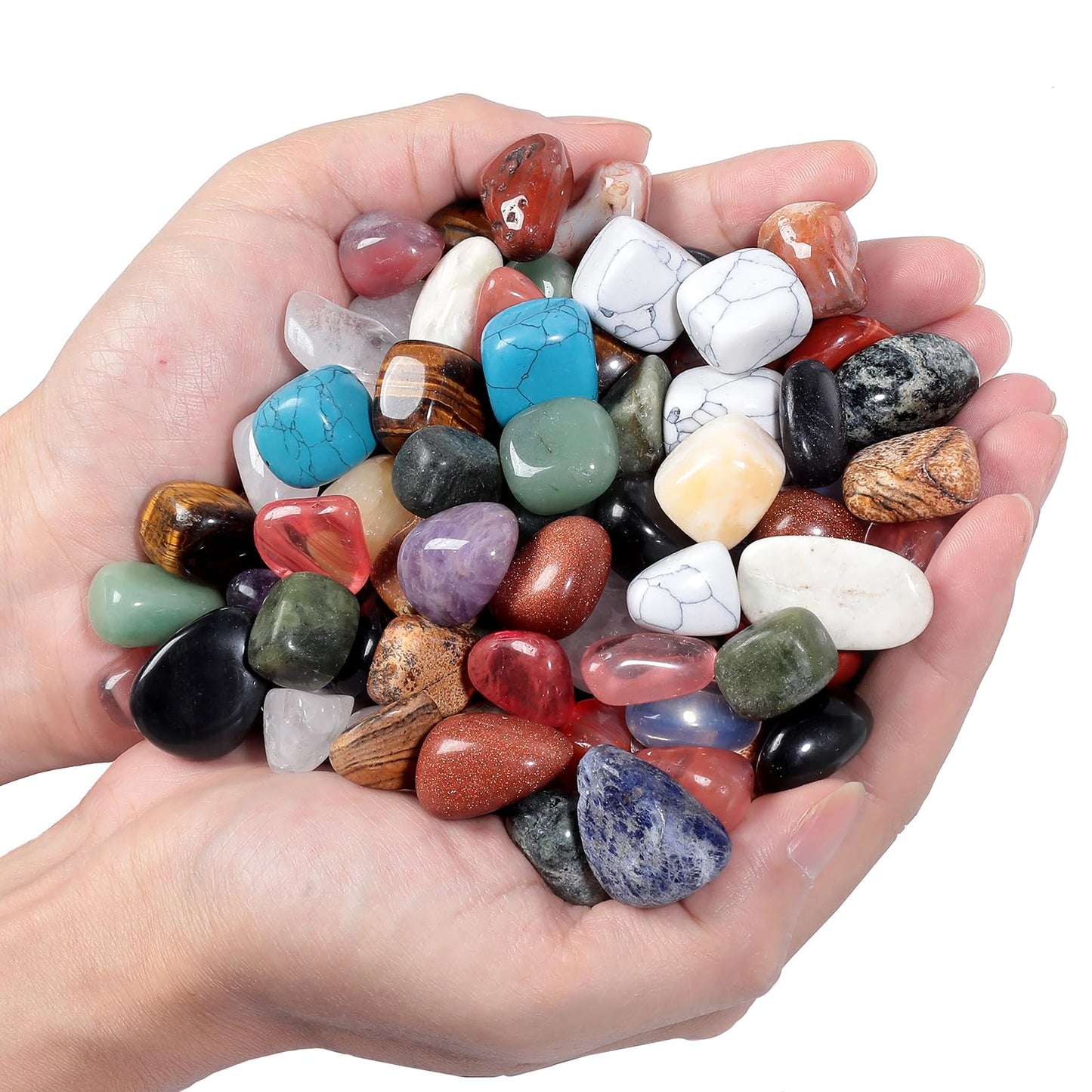 mookaitedecor 1lb Tumbled Stones Polished Crystals Healing, Reiki, Chakra & Wicca,Assorted Stones