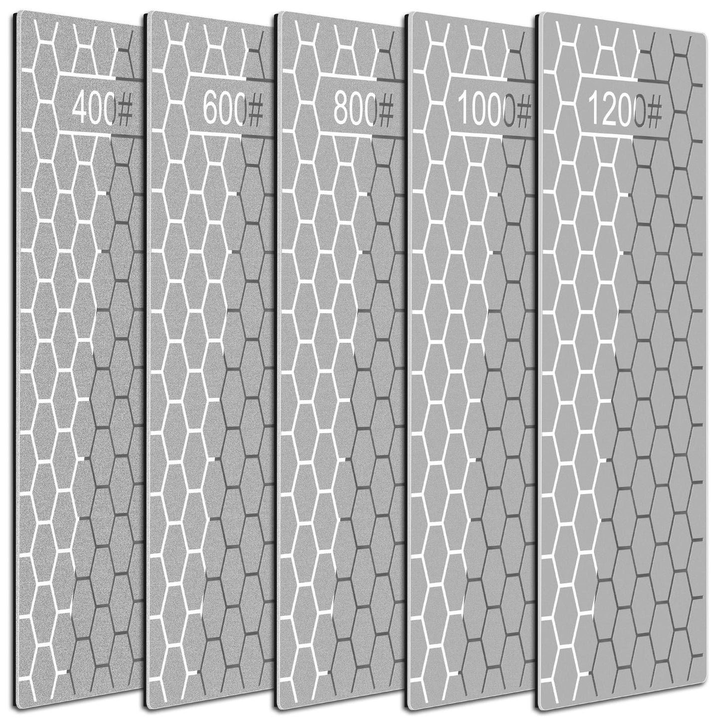 Diamond Sharpening Stone, 5 Pcs Knife Sharpener Stone with Non-Slip Base, Diamond Sharpening Plate for Scissors Pocket Knife Outdoor Kitchen Sharpening Tools (400/600/800/1000/1200 Grit)