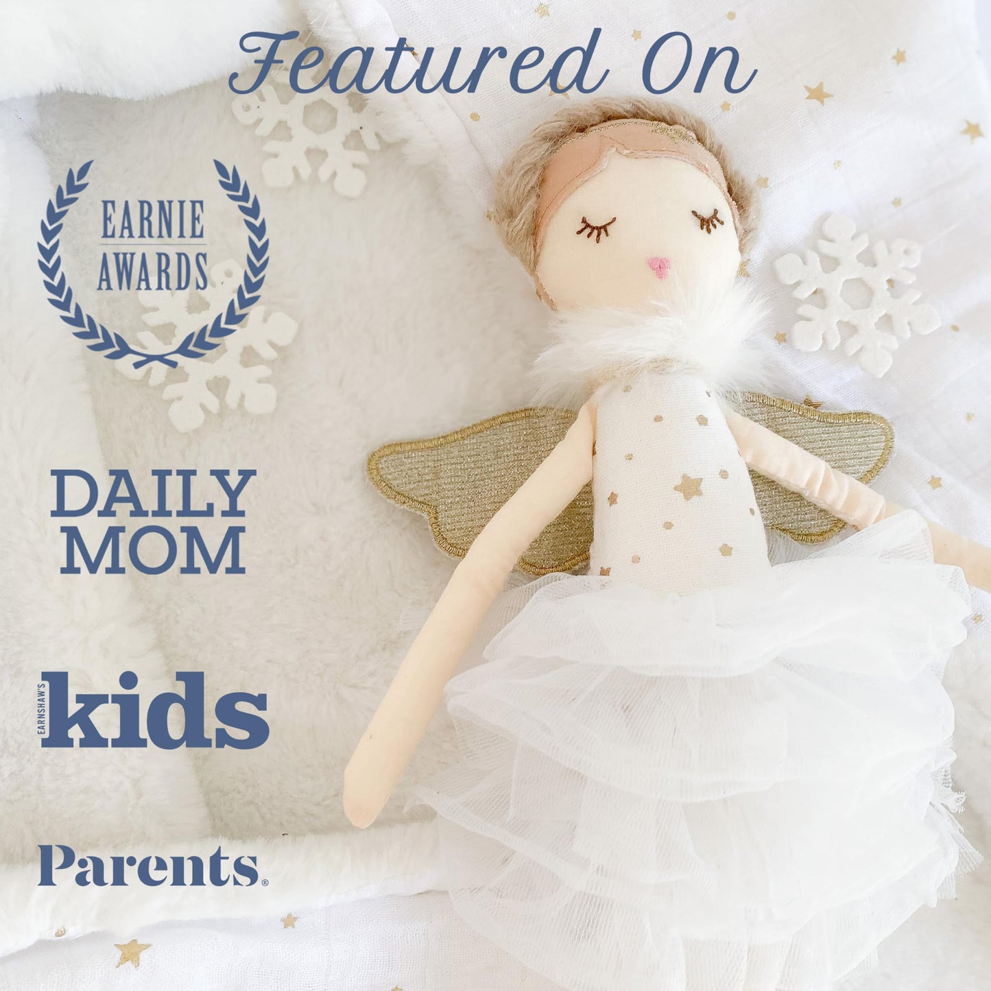 MON AMI Adele Small White Angel Stuffed Doll – 15”, Soft & Cuddly Plush Doll, Use as Toy or Room Decor, Great Gift for Kids of All Ages