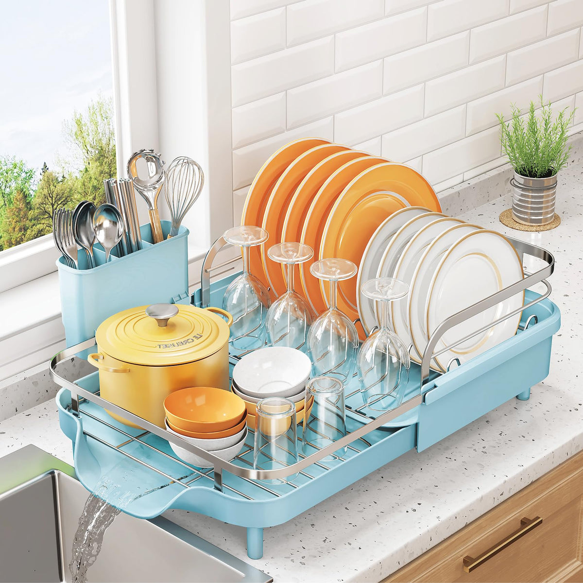 Expandable Dish Drying Rack for Kitchen Counter