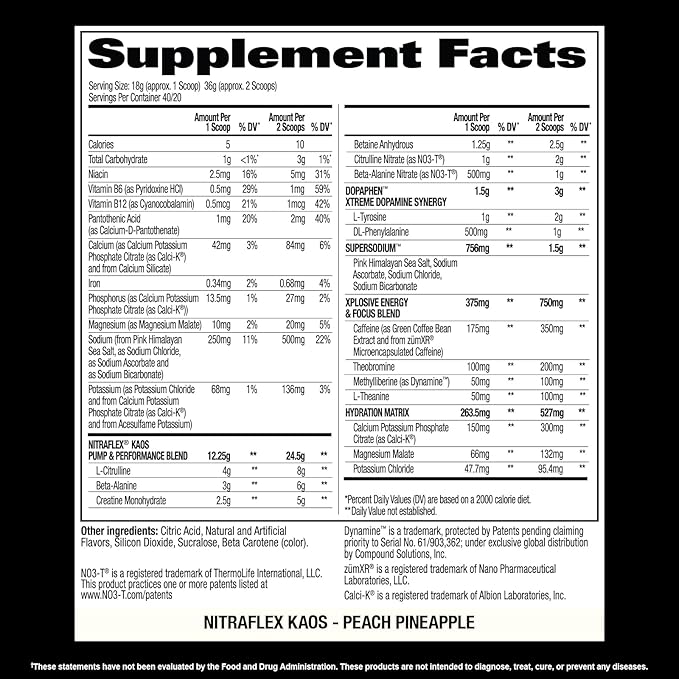 GAT SPORT Nitraflex KAOS Pre-Workout Powder (Peach Pineapple)