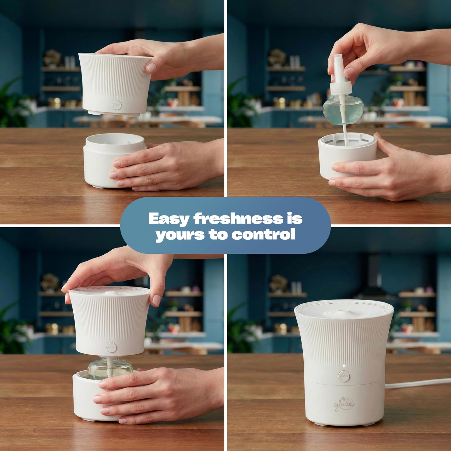 Glade Scent Flow PlugIns Air Freshener, Clean Linen, 1 Device + 4 Refills, 2.61 fl oz