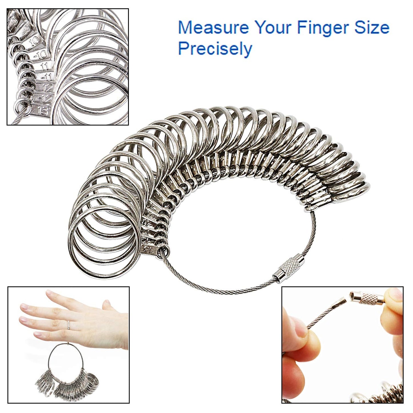 Ring Sizer Measuring Tool Kit, 27 PCS Metal Ring Gauge Set with Rubber Jewelry Hammer, Ring Mandrel & Measuring Stick, US Sizes 0-13, Ring Shaper for Jewelry Making, Repair & Wire Wrapping