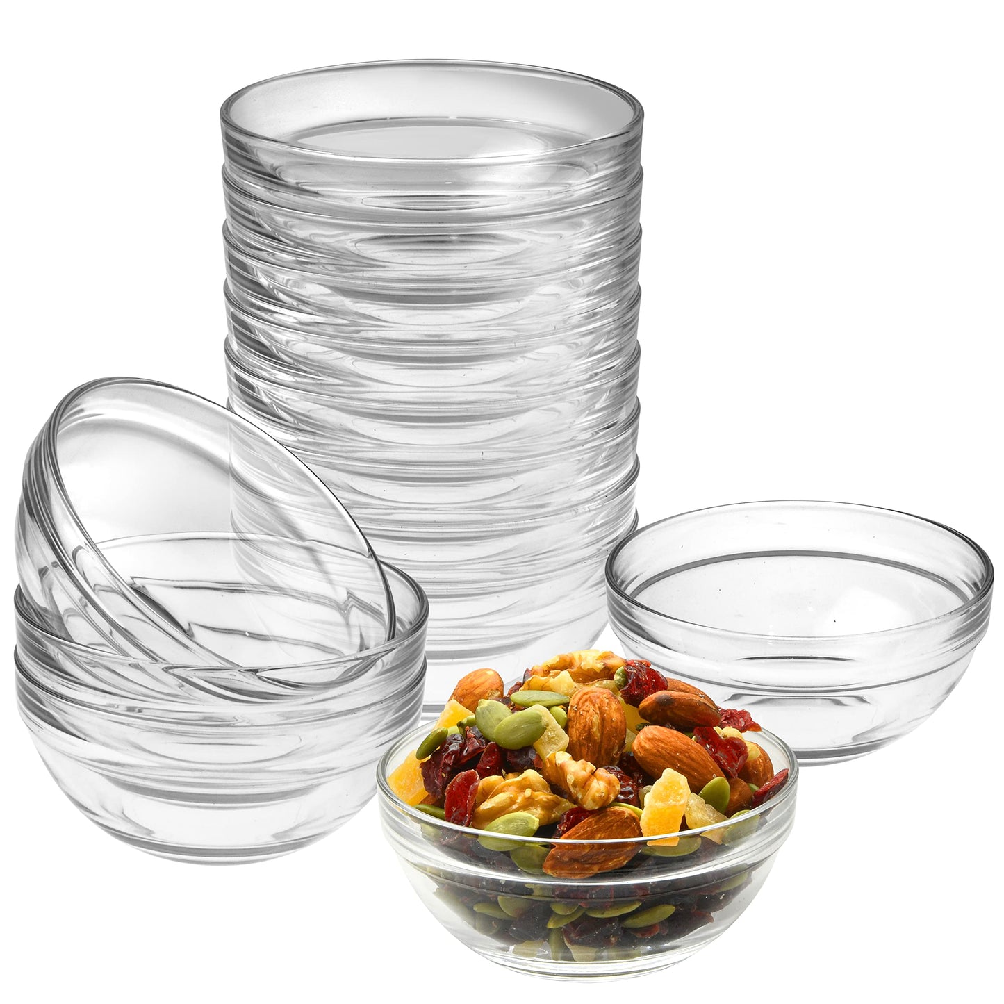 Lartique Mini 3.5 Inch Glass Bowls - Perfect for Prep, Dips, Nuts, or Candy - Set of 12